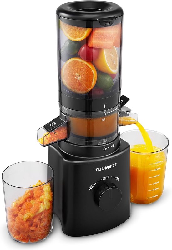 Thijox - Slow Juicer met 108 mm Vulschacht, Citruspers voor Groenten en Fruit, Compacte Sapcentrifuge met Hoge Sapopbrengst en Eenvoudige Reiniging, 2