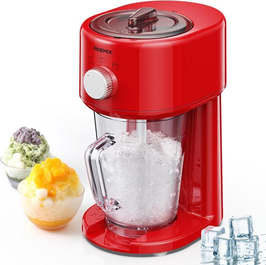 Thijox - Slushy Maker Ijsrasp, Slush-ijsmachine met 3 bedrijfsmodi voor Grof en Fijn IJs, Roestvrijstalen Messen, Veiligheidssluiting - Rood voor Fees
