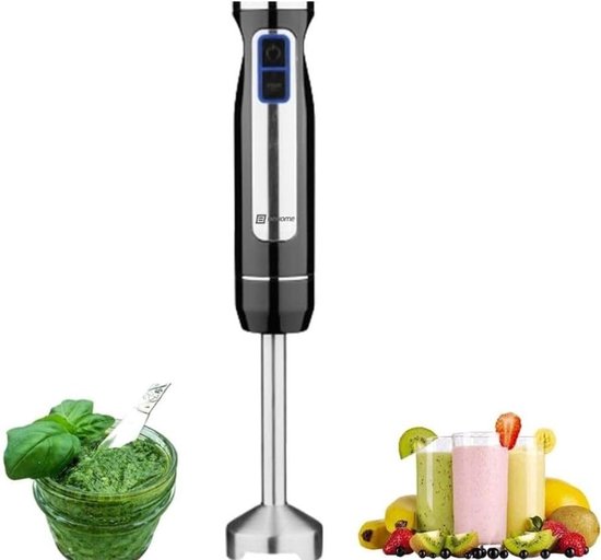 Thijox - Staafmixer Roestvrij Staal 800W | Minipimer Zwart met 8 Snelheden en LED-Licht | Perfect voor Smoothies en Sauzen in de Keuken