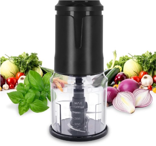 Thuys – Elektrische Keukenhacker – Groentesnijder En Uiensnijder – Keukenmachine Met 4 Scherpe – Roestvrijstalen Messen – Zwart van Thuys