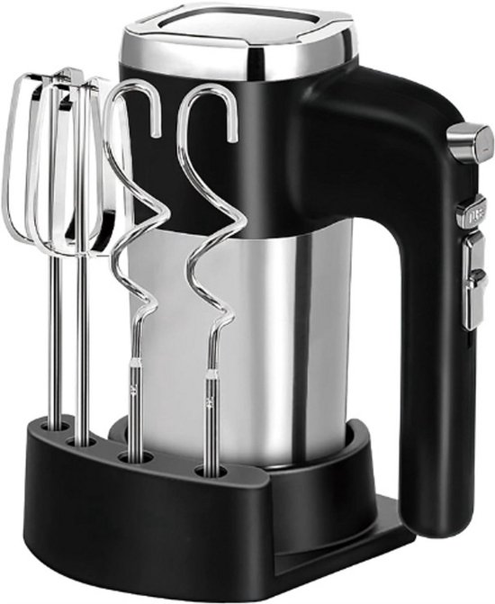 Thuys – Handmixer Roestvrij Staal – 500 W – 5 Snelheden – Turbostand – Uitwerpknoppen – Vaatwasmachinebestendig – 2 Kneedhaken – 2 Gardes – 1 Sokkel van Merkloos