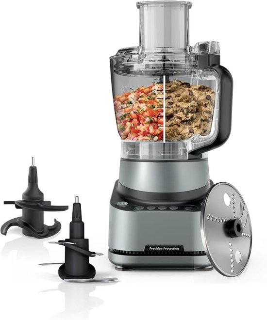 Thuys - Multifunctionele Foodprocessor 850W – 2,1 L – 4 Automatische Programma’s – Hakker, Mixer, Rasp & Deegmixer – Zwart