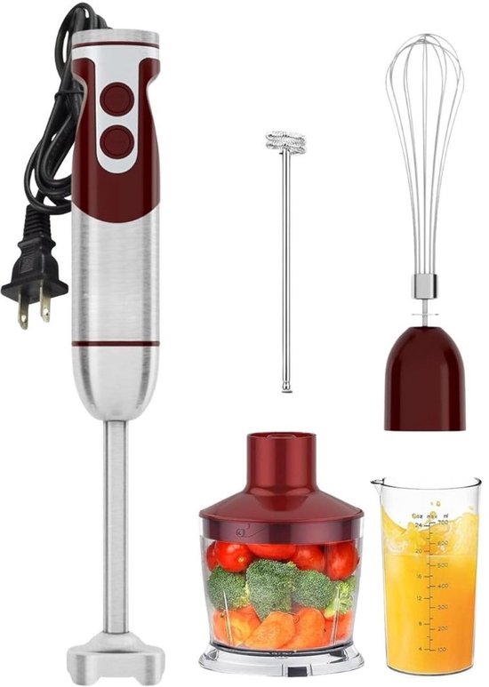 Thuys – Staafmixer Set – Braun – Met Hakmolen – 5cm x 5cm x 26cm – Rood van Thuys