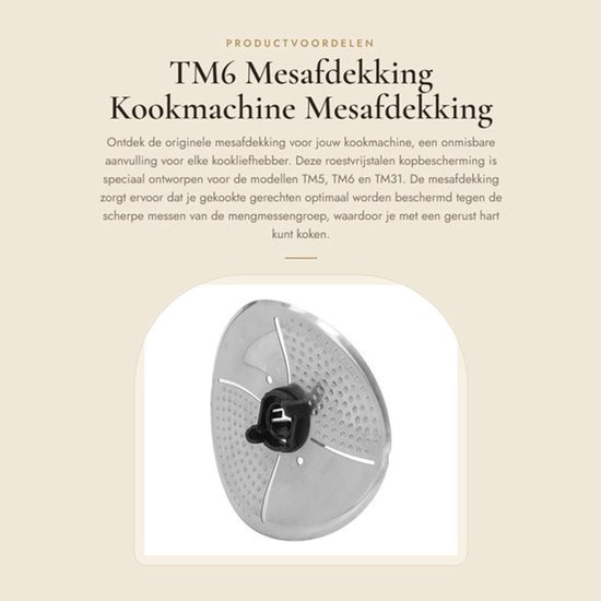TM6 Mesafdekking - Kookmachine Mesafdekking - Bescherming voor Snijder - Roestvrijstalen Deksel - Geschikt voor TM5 TM6 TM31 - 19,3 x 17,...