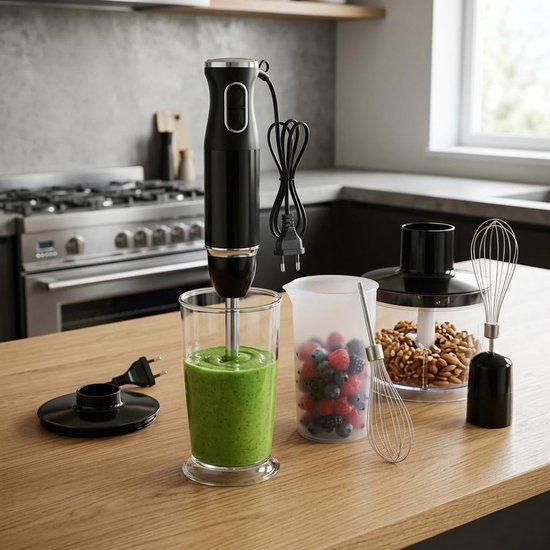 Tnfeeon Staafmixer, Keukenapparatuur 4 in 1 Roestvrij Staal 400 W Krachtige Draagbare Draagbare Staafmixer voor Soep - ShopVlot
