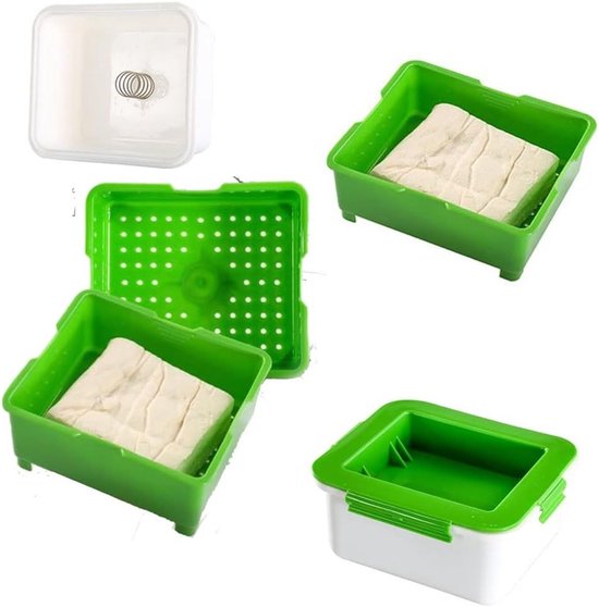 Tofu Pers Kit voor Thuis - Makkelijk Tofu Maken, Soja Kaas Pers, DIY Tofu Strainer en Keukenaccessoire in Grijs