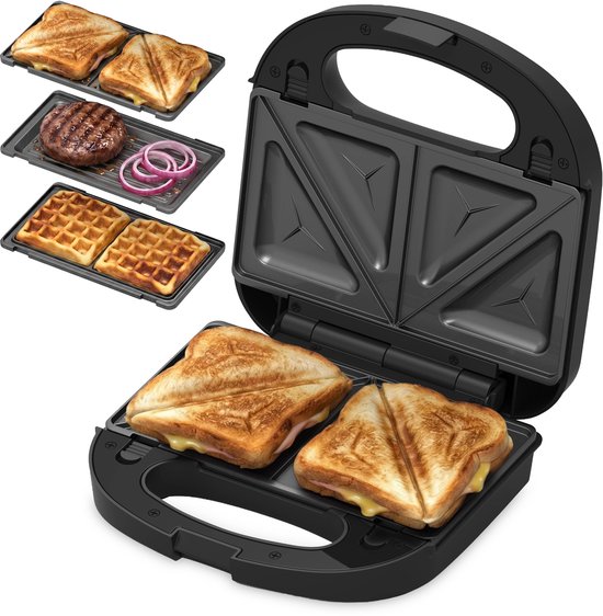 Tomado TGM2002B - Multigrill - 3 in 1 - Tosti ijzer - Wafelijzer - Contactgrill - PFAS vrij - Zwart van Tomado