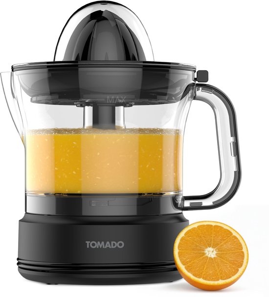 Tomado TJC4003B Citruspers - Elektrische citruspers - Citroenpers - Sinaasappelpers - Inclusief 2 perskegels - 700 ml - Instelbaar pulpfilter van Merkloos