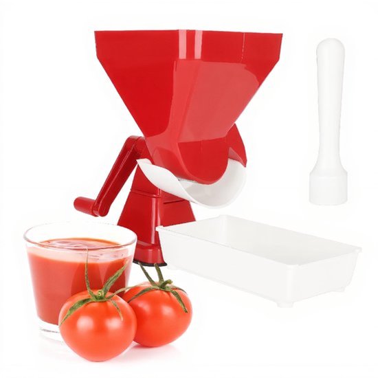 Tomatenpers Handmatig - Roestvrij Stalen Filter - Voedselzeef - Sausmaker - Gemakkelijk Schoon Te Maken - Afmetingen 20 x 17 x 31 cm - Sapcentrifuge