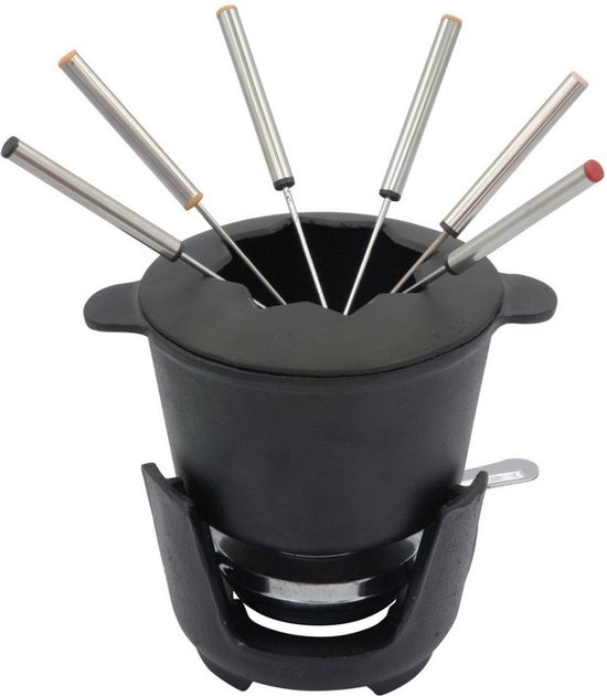 Top Choice - Gietijzeren fondue set met vorken - 6 persoons - 17 x 10 cm