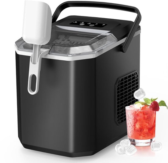 TopChoice® Ijsblokjesmachine - Ijsblokjesmaker - Zelfreiningsfunctie - 12Kg - Zwart