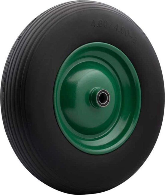 Topgear Anti Lek Kruiwagenwiel 4.80/4.00-8 - Massief Zwart Rubberen Wiel - Groen Stalen Velg van Topgear