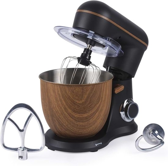 Toronto Keukenmachine, 1300 W, 5L RVS kom | 10 snelheden, pulsefunctie, kantelbare kop, planetaire mengbeweging, platte menghaak, deeghaak, garde, spatscherm