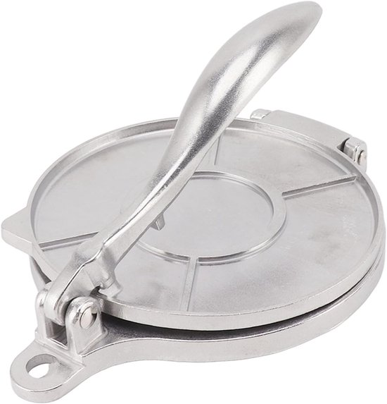 Tortilla Pers - Pizzadeeg Maker - Traditioneel Gebak Maken - Handmatig Aluminium - 16 cm - Zilver