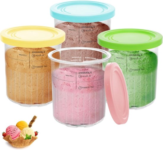 Tovbmup Beker - IJsdoos - IJsbeker - IJsmachine-accessoire - Geschikt voor Ninja Creami NC500 NC501 - 4 stuks van Merkloos