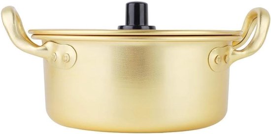 Traditionele Koreaanse Noodle Pot voor Ramen en Hot Pot - Aluminium Kookpot met Handvat voor Soep en Pasta (16CM)