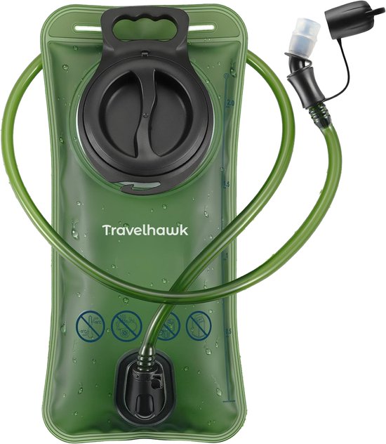 Travelhawk Waterzak - Drinkzak - Geschikt voor Camelbak Drinkrugzak - Waterzak Festival - BPA Vrij - 2 Liter - Groen van Travelhawk