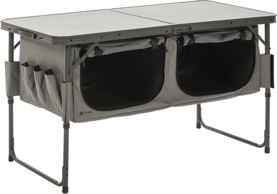 Travellife Camping Opbergkast Toledo Breed Grijs - Water- en uv-bestendig - Compact opvouwbaar - Inclusief draagtas van Travellife