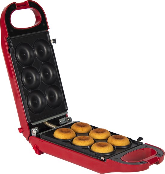 Trebs Snackmaker - Wafels Donuts Cake Pops Koekjes en meer - 6-in-1 Wafelijzer met recepten - 99356 - Rood van Trebs