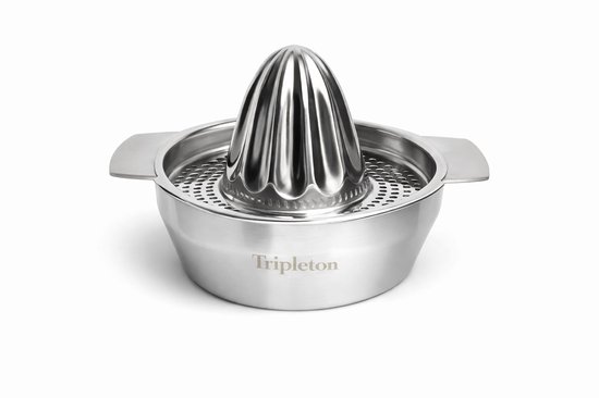 Tripleton® Citruspers RVS – Handmatige Sinaasappelpers & Citroenpers – Roestvrij Staal – Met Zeef – Hand Juicer – Vaatwasserbestendig van Merkloos