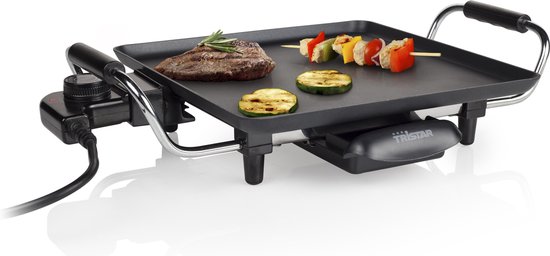 Tristar Bakplaat BP-2958 - Gourmet bakplaat voor op tafel - Grillplaat 28 x 28 cm - 2 personen - Met regelbare thermostaat - Anti-aanbaklaag - Zwart