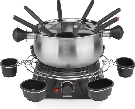 Tristar Fondueset Elektrisch FO-1109 - 1400W - 1,3L voor 8 personen - Incl bakjes, fonduering, vorkjes
