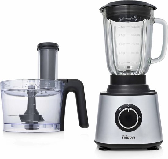 Tristar Foodprocessor & Blender MX-4823 - Multifunctionele keukenmachine voor raspen, blenden en snijden - 1.5 Liter - Inclusief blenderkan - RVS messen - van Merkloos