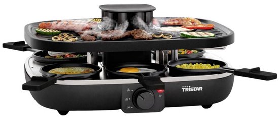 Tristar Gourmetset - RA-2760 Clean Air - Ingebouwde afzuiging - 1100W - Bakplaat 6 personen - Zwart