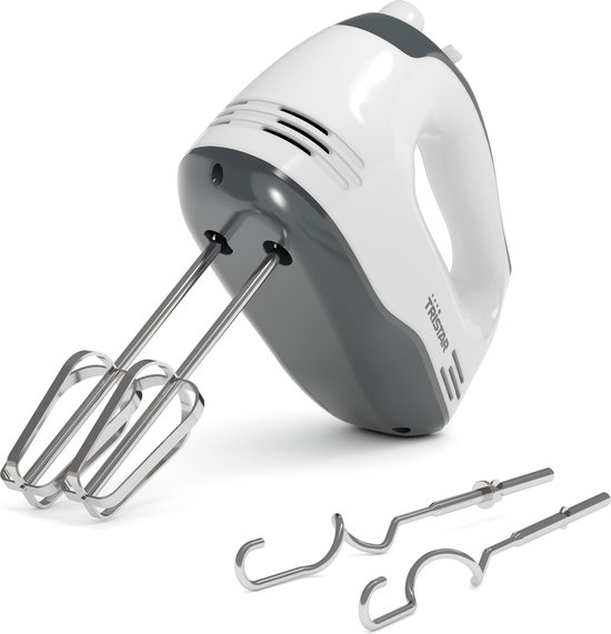 Tristar MX-4203 - Handmixer 200W - 5 snelheden - RVS kloppers en deeghaken - Wit van Tristar