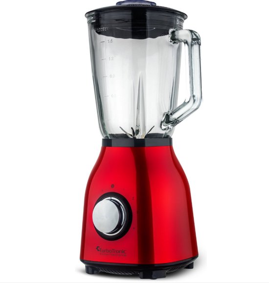 TurboTronic BG6 Blender - Met glazen kan - Smoothie blender - Smoothie maker - RVS Zwart - BPA Vrij van TurboTronic