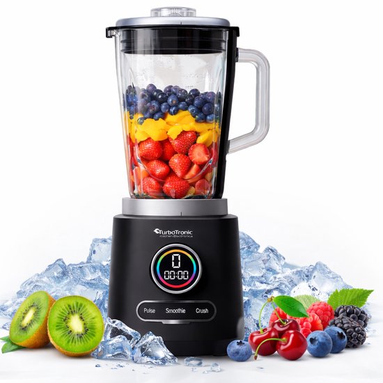 TurboTronic BG7 Blender met glazen kan - 2100W - Smoothie blender - Smoothie maker - 2L - RVS van Merkloos