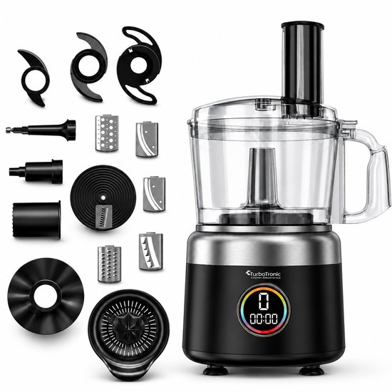 TurboTronic FP700 Foodprocessor - Keukenmachine - 1.2 Liter - Keukenrobot - 1900W - Zwart