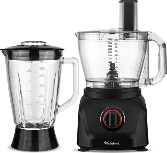 TurboTronic FP900 Foodprocessor - 8-in-1 Keukenmachine - 3 Liter - Zwart van T