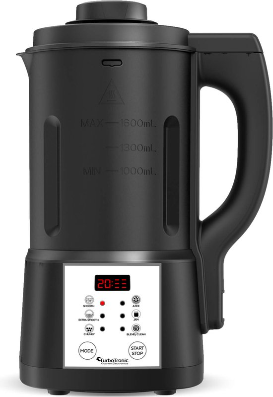 TurboTronic FSM7 Elektrische Soepmaker - Smoothiemaker - 6 Pre-set Programma’s - Zwart van TurboTronic