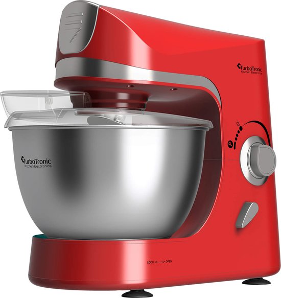 TurboTronic TT-002 Pro-Mix Keukenmachine - Foodprocessor - Staande Keukenmixer- keukenrobot- 5 Liter - 2000W - Rood van TurboTronic