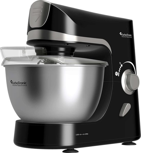 TurboTronic TT-002 Pro-Mix Keukenmachine - Staande Keukenmixer- keukenrobot- 5 Liter - 2000W - Zwart van TurboTronic