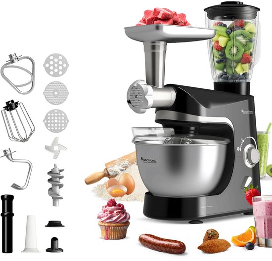 TurboTronic TT-006 / Keukenmachine - Staande Keukenmixer- keukenrobot -Foodprocessor - 5 Liter - 2000W - Zwart