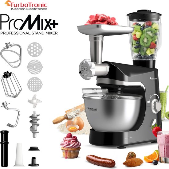 TurboTronic TT-007 Foodprocessor / Keukenmachine - 5 Liter - 2000W - Zwart van T