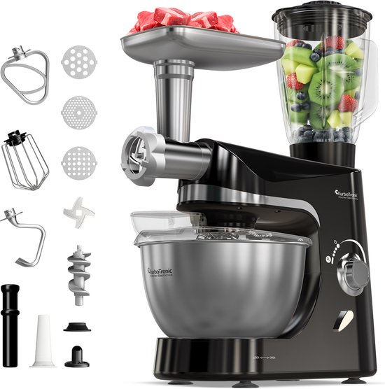 TurboTronic TT-007 / Keukenmachine - Staande Keukenmixer- keukenrobot -Foodprocessor - 5 Liter - 2000W - Zwart van TurboTronic