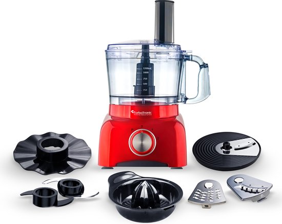 TurboTronic TT-FP800 Food Processor - 800W - 1.2 L - Rood van T