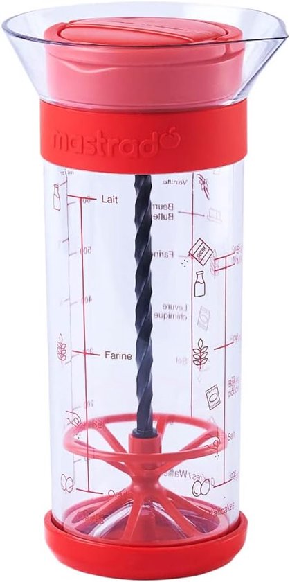 - Twist'n'Mix - Blender Maak vloeibare pasta (pannenkoeken, wafels, pannenkoeken) zonder enig ander materiaal - Gegarandeerd klontervrij - Eenvoudige bediening - 700 ml - Rood - F38610