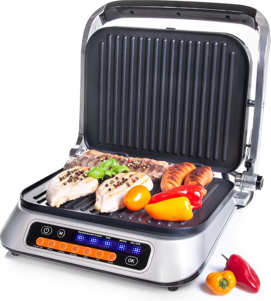 TZS First Austria Contactgrill - 2100 W - Tosti apparaat - Grill - Panini Grill - RVS van Merkloos