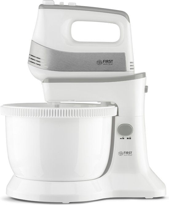 TZS First Austria Handmixer met mengkom - Keukenmachine - 500W - Turboknop - 5 Snelheden - Wit van Tzs First Austria