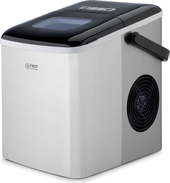 TZS First Austria IJsblokjesmaker - 1.8L Ijsblokjesmachine - 9 blokjes in 7 minuten - 120W - Draagbaar - RVS - Zelfreinigingsfunctie van Tzs First Austria