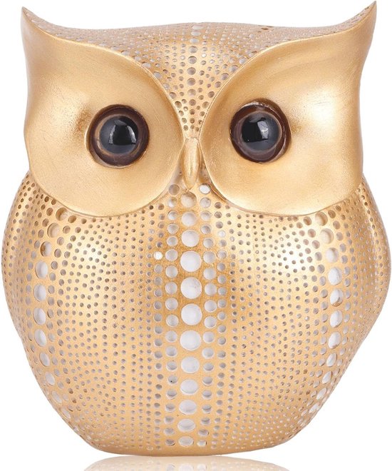 Uil Beeld als Huisdecoratie, Gouden Ornament voor Woonkamer, Slaapkamer en Kantoor, Perfect Cadeau voor Uilenliefhebbers en Unieke Interieuraccessoire van Merkloos