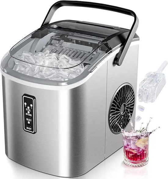 uJOY Mini ijsblokjes machine - IJsblokjes in 6 minuten - Eenvoudig te bedienen - 2 IJsblokjes groottes - Zelfreinigende machine van Merkloos