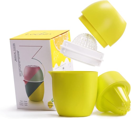 Unieke Citroenpers in Citroenvorm, Handmatige Juicer met Twee Persopties voor Citrusvruchten en Meer (Geel)