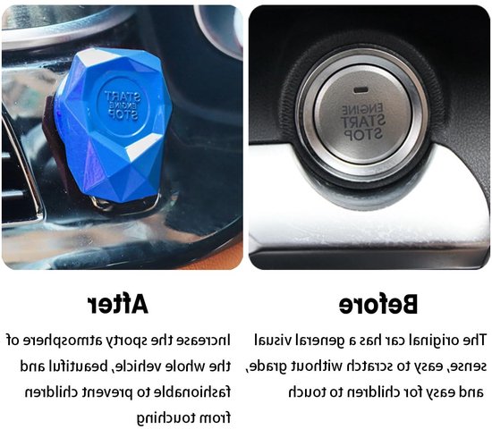 Universele Drukknop Bescherming voor Auto Startknop - Metaal Bedekking voor Interieurdecoratie (Blauw) - Duurzaam en Stijlvol Accessoire voor Auto's van Merkloos