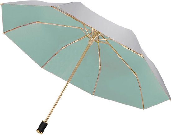 UPF 50+ UV Bescherming Reis Omgekeerde Paraplu met Reflecterende Zilverlaag, Dubbele Laag, Windbestendig en Vouwbaar voor Wandelen en Backpacken, Groen