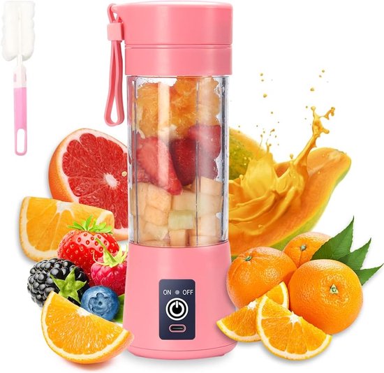 USB Elektrische Mini Blender, Draagbare Blenderbeker, Voor Shakes en Smoothies 380 ml Sap, Zes Messen Geweldig om te Mengen van Merkloos
